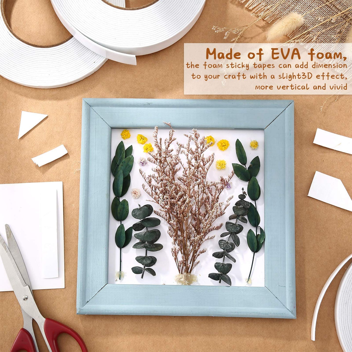 Zonon 3 Rolls Double Sided Foam Tape 50Ft White Foam Tape Sponge Soft Adhesive Mounting Sticky for Shaker Card Scrapbooking Crafts Home Office Decor 16.5 Yards