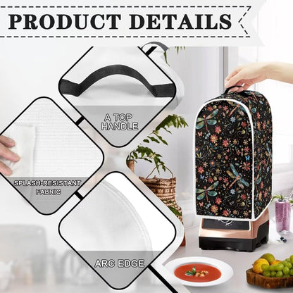 Floral Dragonfly Kitchen Appliance Cover, Anti-Fingerprint Fabric, Stand Mixer or Coffee Maker with Top Handle