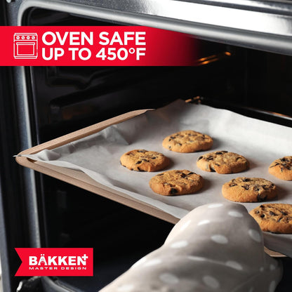 BAKKEN Nonstick Baking Pans - Commercial Grade Carbon Steel Cookie Sheet, 13.18" x 8.66", Oven Safe to 450°F, Brown