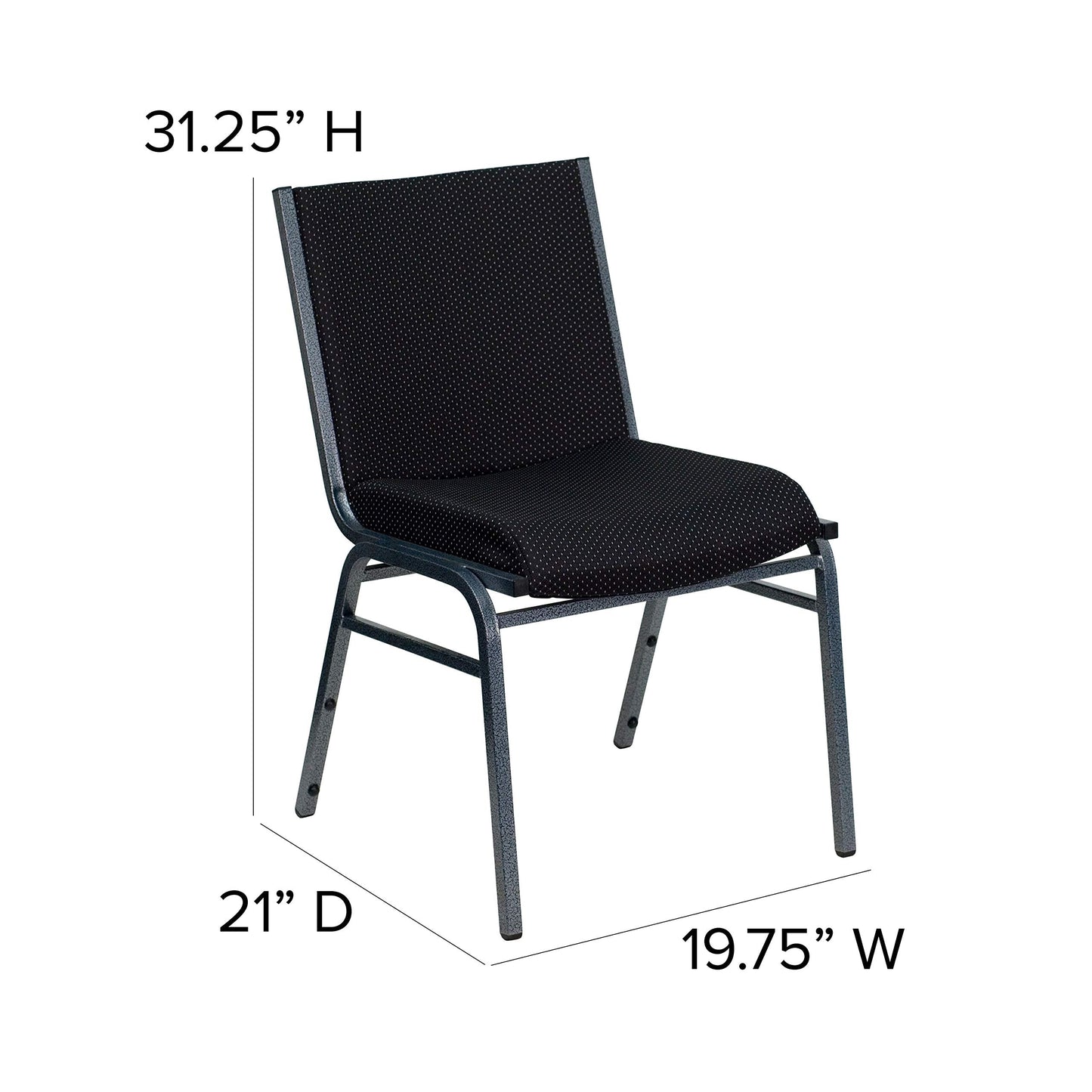 Flash Furniture 4 Pack HERCULES Series Heavy Duty Black Dot Fabric Stack Chair