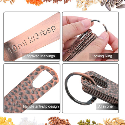 Smithcraft Copper Measuring Spoons Set, Stainless Steel, 6 Measurer Spoons (Copper-6spoons+1ring)