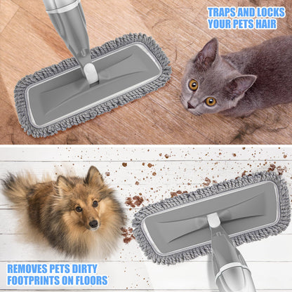 Microfiber Spray Mops for Floors Cleaning: EXEGO Dust Wet Mop with 3 Washable Reusable Pads for Swiffer Powermop &1 Refillable Bottle - Flat Floor Mop for Hardwood Laminate Ceramic Tiles Vinyl Wood