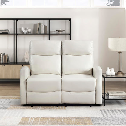 Lexicon Manual Reclining Loveseat, Faux Leather Loveseat Recliner, Wall Hugger, Magazine Pocket, Manual Dual Recliners for Living Room/Theater Seating/Apartment, Easy Assembly, Beige