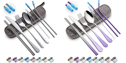 [Together Save 5%] Travel Utensils Set with Case Reusable Stainless Steel Cutlery Set