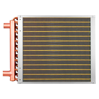 VEVOR Water to Air Heat Exchanger, 14 x 14 in Finned Tube HVAC Heat Exchanger Coil with Copper Tubes & Aluminum Fins, 65K BTU Output for Outdoor Wood Furnace, Hydronic Heating & Cooling Systems