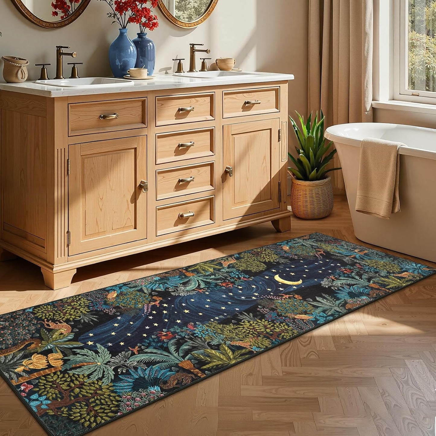 2x6 GarveeHome Jungle Washable Runner Rug for Kitchen, Soft Animal Print Hallway Runner Non Slip Green Entryway Rug