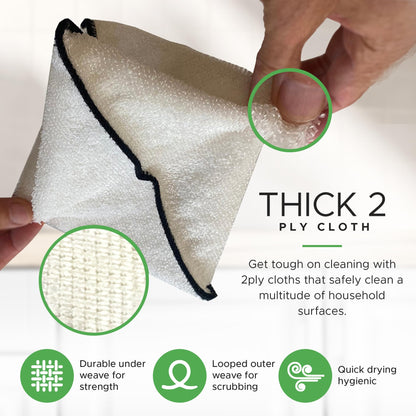 Whiffkitch Dishcloths Dishrags for Kitchen and Household Cleaning 9x9 6-Pack Non-Scratch 2-Ply Weave, Bamboo-Rayon Fabric, Absorbent, Washable, Long-Lasting