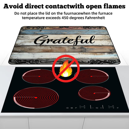 AOHMPT Multi-Design Stove Top Cover for Glass/Electric Stoves - 3-in-1 Heat-Resistant Protector Mat, Non-Slip Drying Rack 28"x20" (Grateful, 28" L x 20" W)