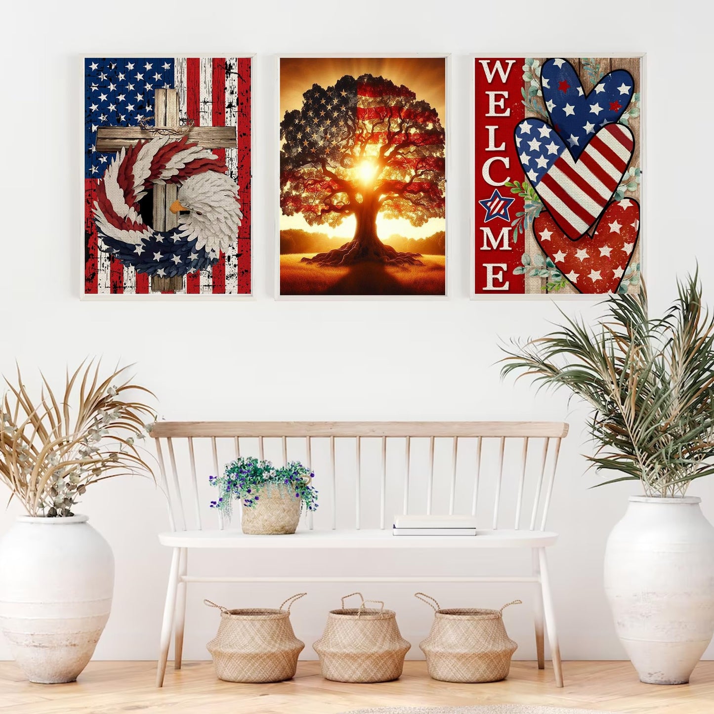 T.HENV 6 Packs Patriotic Diamond Art Kits for Adults,4th of July Diamond Painting Kit,5D DIY Independence Day Diamond Dots Gem Art for Adults Home Wall Decor 12x16inch