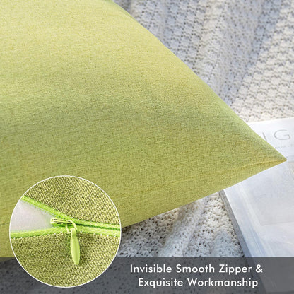 MIULEE Decorative Outdoor Throw Pillow Covers - Waterproof Faux Linen Cushion Cases | 20x12 Inch, Moss Green (Pack of 2)