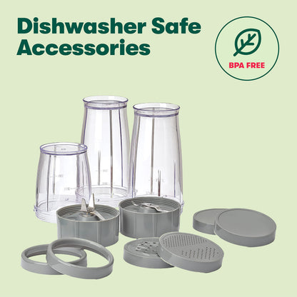 bella 6 Pcs Portable Rocket Blender, Juicer & Smoothie Maker, Press & Twist Design, EverGood™ & BPA Free Dishwasher Safe Parts, 4 Tip Stainless Steel Blade, Cord Wrap, 240 Watt Motor, Oatmilk