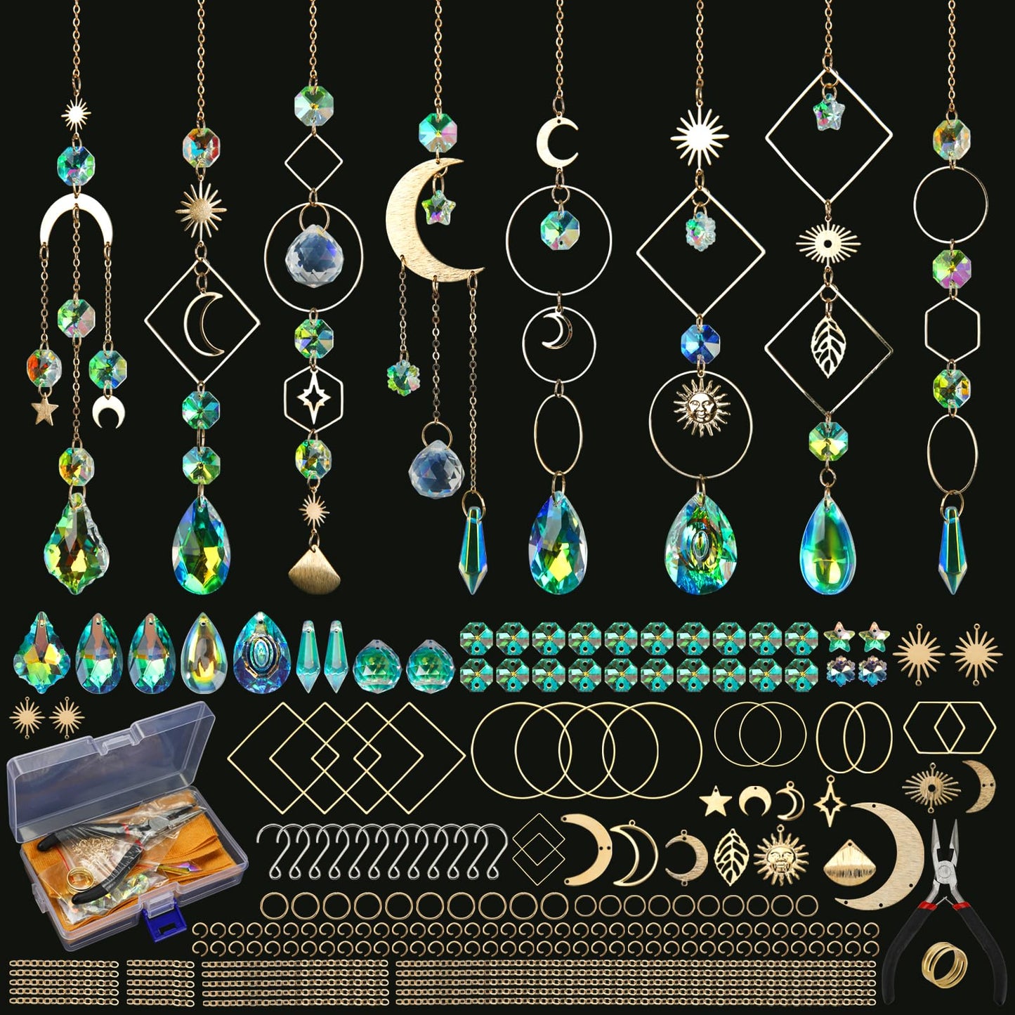 Sun Catcher Kits for Adults, 228pcs DIY Suncatcher Making Supplies Arts and Crafts for Girls Women Hanging Ornaments for Indoor Windows Prism with Crystal Balls Gift for Birthday Mother's Day