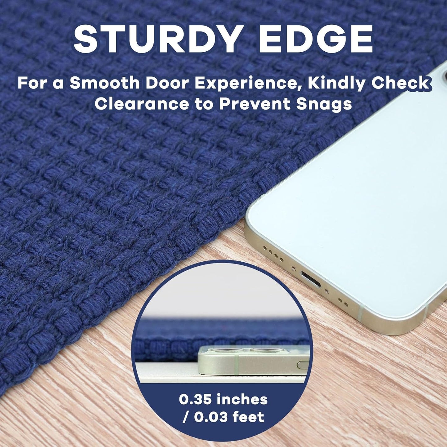 EARTHALL Boho Area Rug 2x3 Ft Washable Rugs for Entryway, Dark Navy Braided Throw Rug with Rubber Backing for Indoor