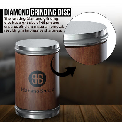 Habano Sharp Rolling Knife Sharpener Kit - Diamond Sharpening Tool for Steel of Any Hardness, Knife Sharpener Stone with 15 & 20 Degree Magnetic Angle Support for Kitchen Knives, Easy to Use(Brown)