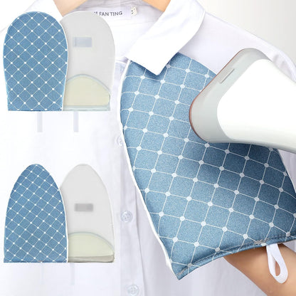 2 Pieces Waterproof Ironing Gloves for Garment Steamer, Heat Resistant Mitt with Finger Loop (Blue, Plaid)