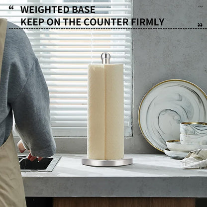 Paper Towel Holder Countertop, Paper Towel Holder with Solid Weighted Base, for Standard and Large Size Rolls