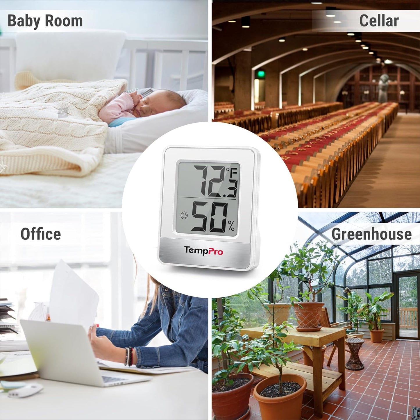 TempPro TP49 Digital Hygrometer - 3-Piece Indoor Thermometer & Humidity Meter | Accurate Weather Monitoring