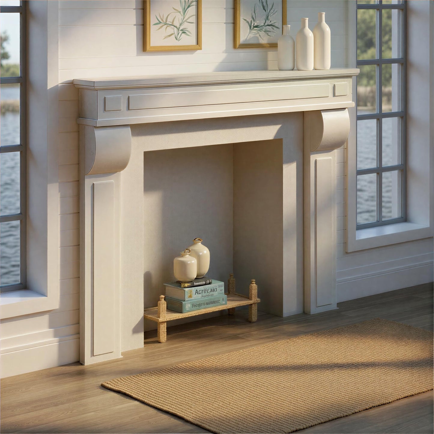 Creative Co-Op Lodge Fireplace Mantel, White