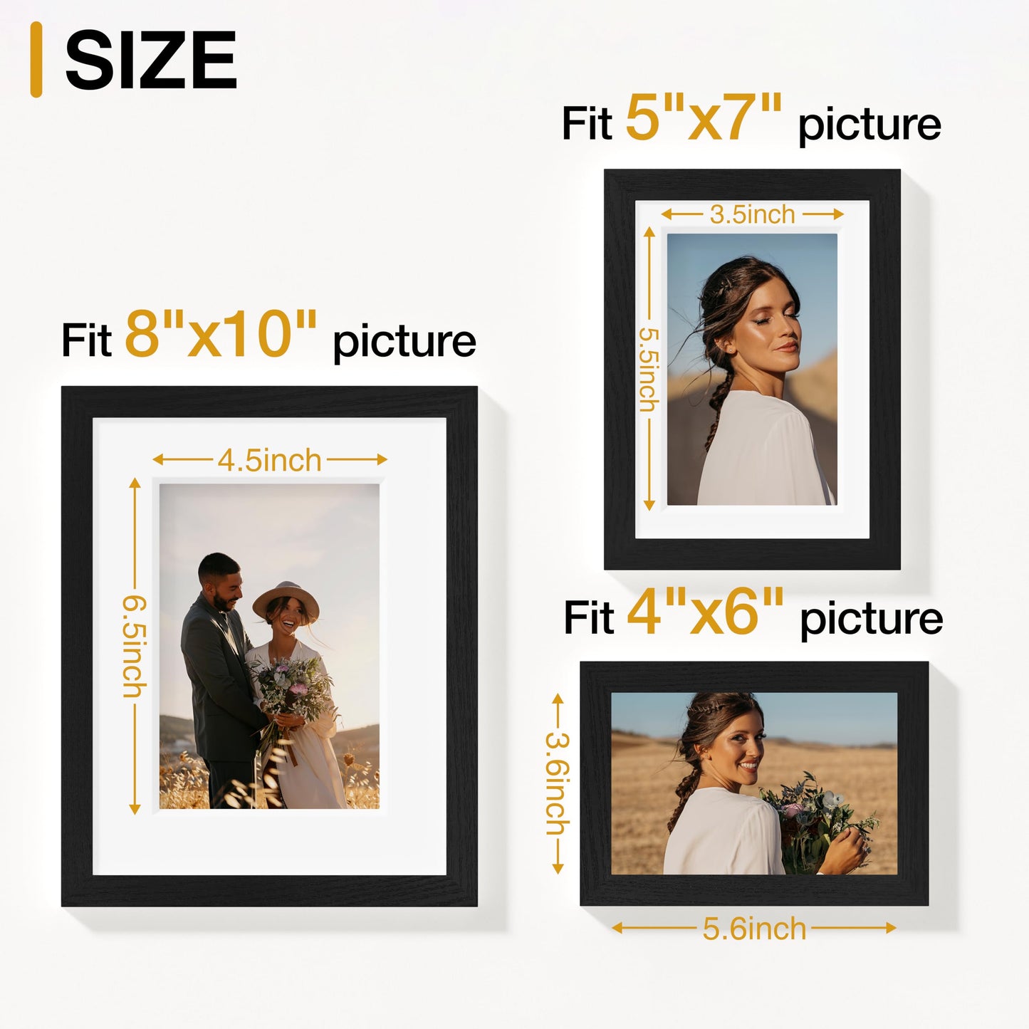 Vittanly 10 Pack Picture Frames Collage Wall Decor, Gallery Wall Frame Set for Wall or Tabletop Display, Engineered Wood and Shatter-resistant Plexiglass, Multi Sizes with 8x10, 5x7, 4x6 Frames, Black