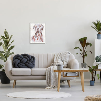 Stupell Industries House Dog Pet Portrait: Labrador Soft Tone Painting by Melissa Wang, Gray Framed Wall Art (16 x 20)