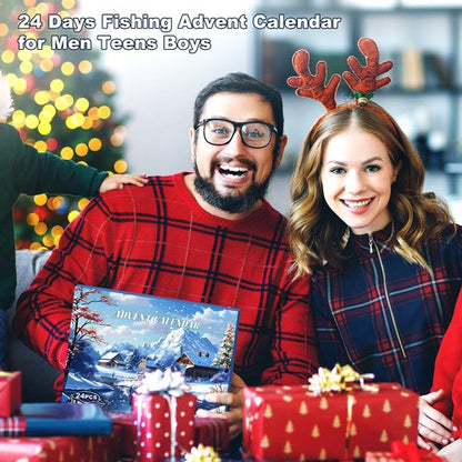 Fishing Advent Calendar 2026, 24 Days Christmas Countdown Calendar Fishing Lures Set with Soft/Hard Lures and Tools, Surprise Gifts for Men Adult Teen Boys Fish Lovers