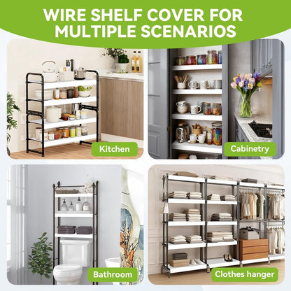 5 PCS Wire Shelf Covers,24*12 Wire Rack Covers for Shelves,0.31in Thick PVC Wood-Look Faux Shelf Cover for Wires Shelving,Moisture Resistant Durable,Easy to Cut Install,Shelves Cover for Pantry Closet