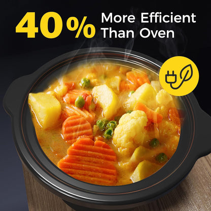 Sunvivi Dual Slow Cooker, Buffet Server & Warmer with 2 Removable Ceramic Pots, 3 Adjustable Temp Settings, 2.5 QT Black