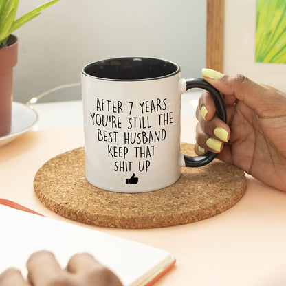 YouNique Designs 7 Year Anniversary Coffee Mug for Him, 11 Ounces, 7th Wedding Anniversary Cup