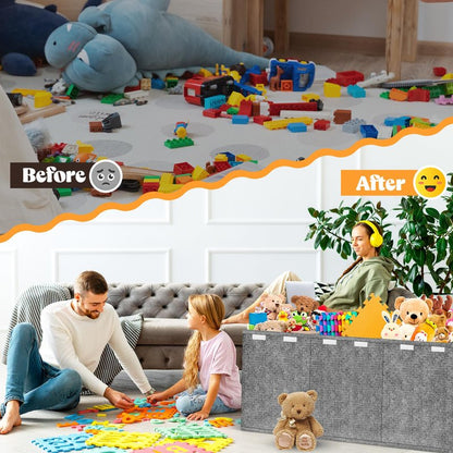 Beadsky Extra Large Toy Box, Toy Chest for Toddlers with Lids, Collapsible Toy Storage Organizer, Kids Bin Boxes Storage Basket for Boys, Girls, Nursery, Living Room, Playroom, 40"x14"x16", Gray