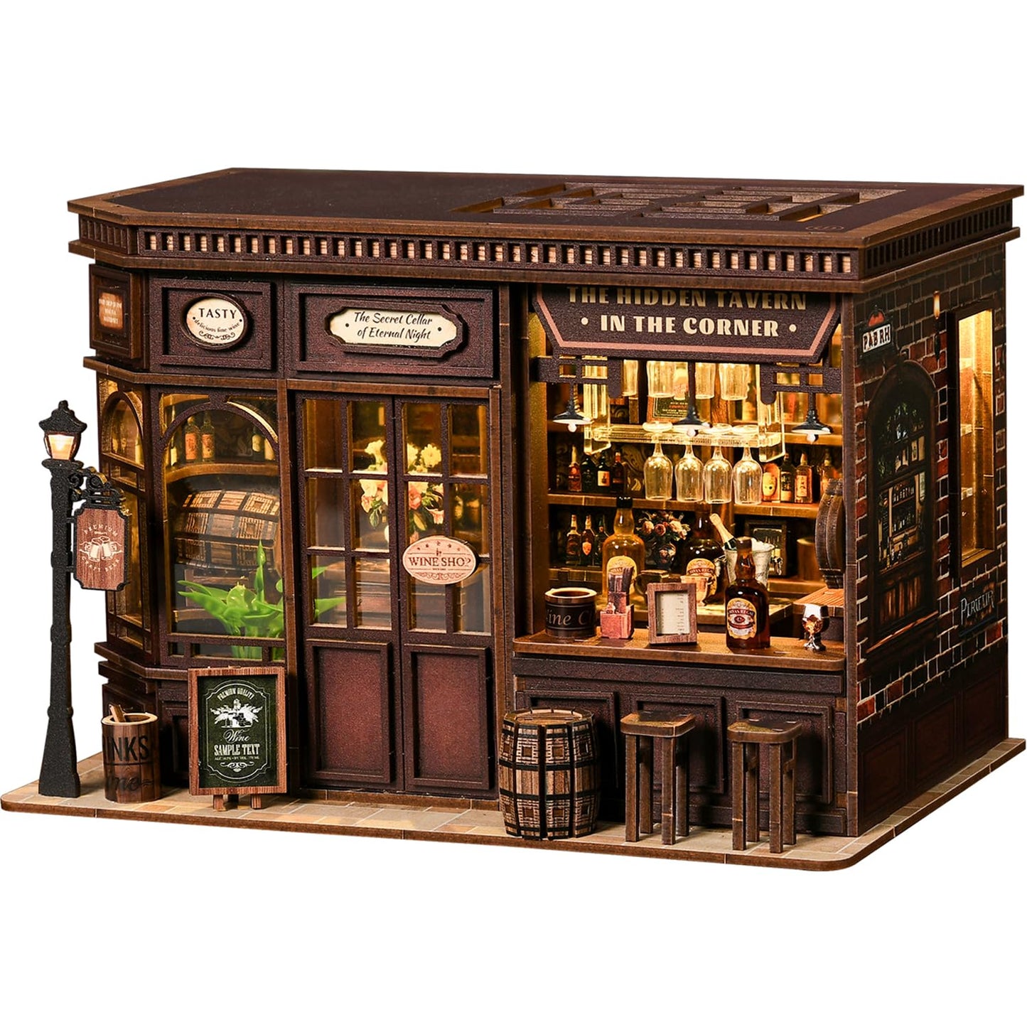 SUNNINO Book Nook Kits for Adults - DIY Miniature Bookshelf Insert with LED Lights, Creative Craft Book Nook Kits for Adults, Fantasy Corner Tavern Diorama Room Decor, Gift for Book Lovers