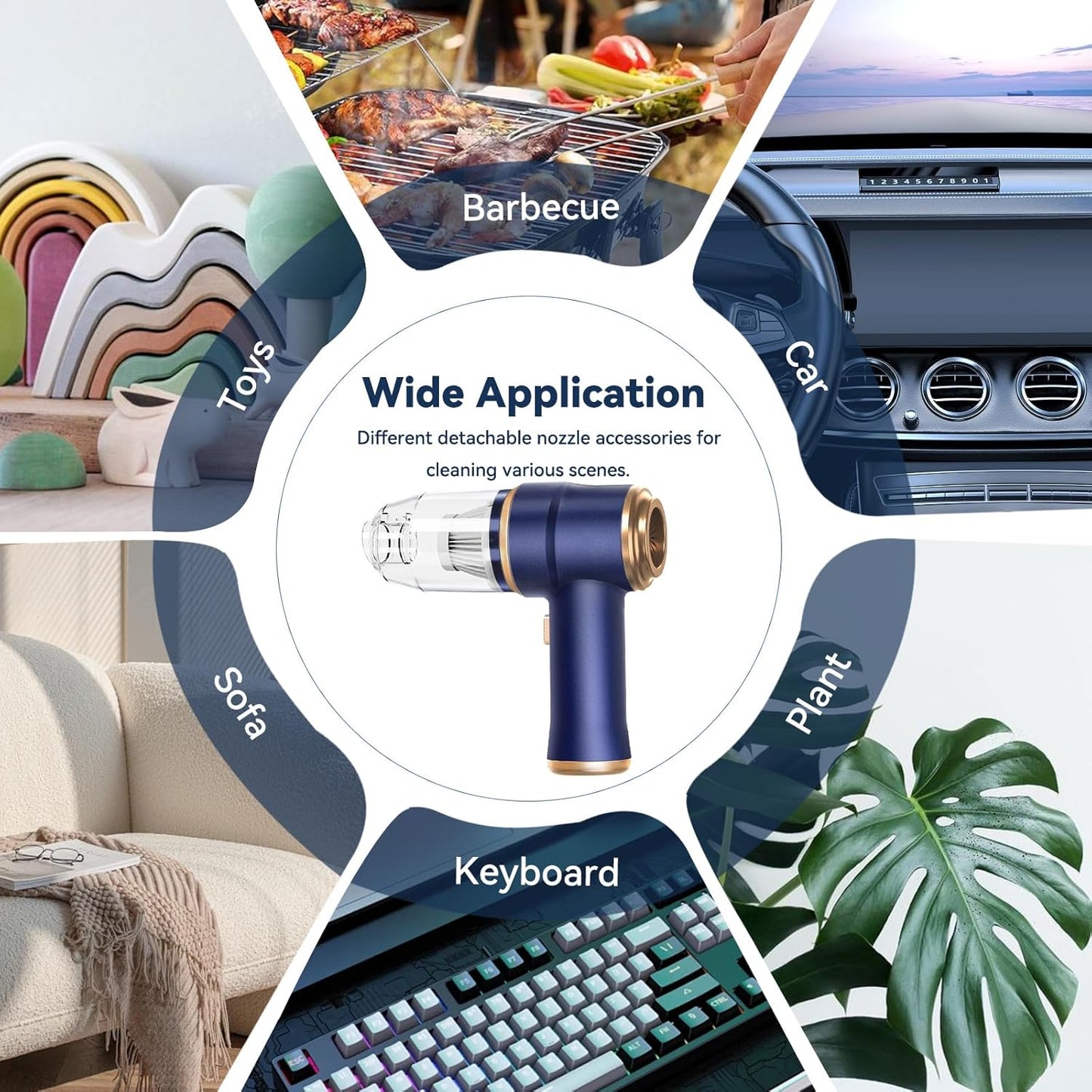 Car Vacuum Portable Cordless Handheld Vacuum, 9500Pa Vacuum Cleaner and Air Duster with Multi-Nozzles for Car,