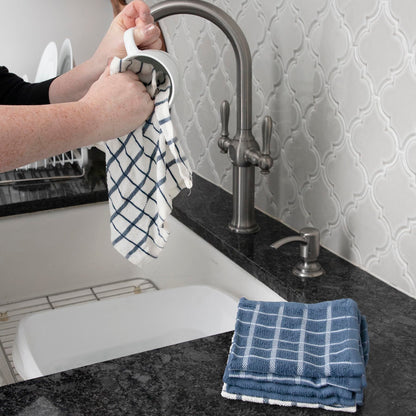 Ritz Premium 100% Cotton Terry Check Kitchen Dish Cloths - Highly Absorbent, Super Soft, Long-Lasting, 12"x12", 6-Pack, Federal Blue