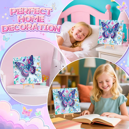 Arts and Crafts for Kids Age 8-12, Diamond Art Kit for Kids, Gifts for 6 7 8 9 10 Year Old Girls, Birthday Presents Toys for Girl Teen, Fun Activities Gem Art Butterfly Kit with Frame for Home Decor