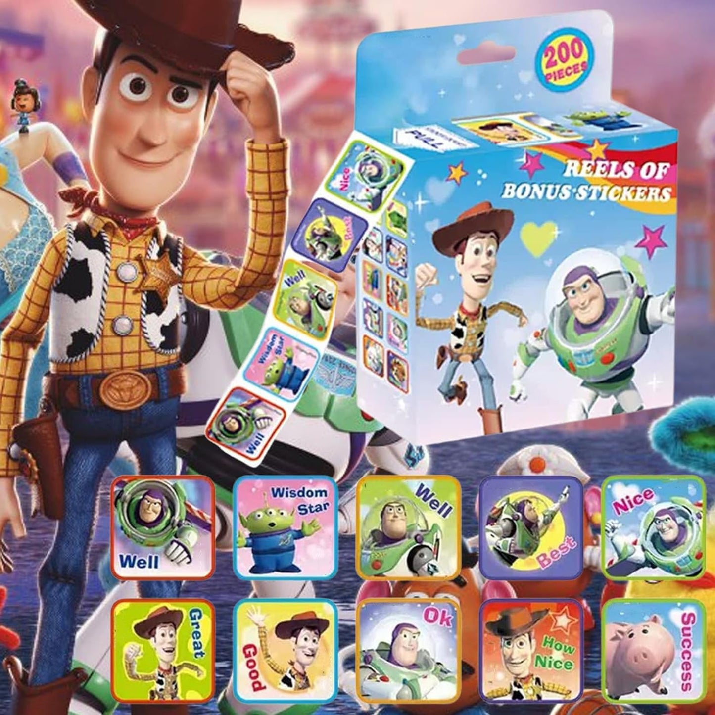 IZKICN 3 Pack Kids Stickers - 600 Pcs 30 Cartoon Designs, 1 Inch Self Adhesive Roll Stickers, Reusable Labels for Kids & Teachers