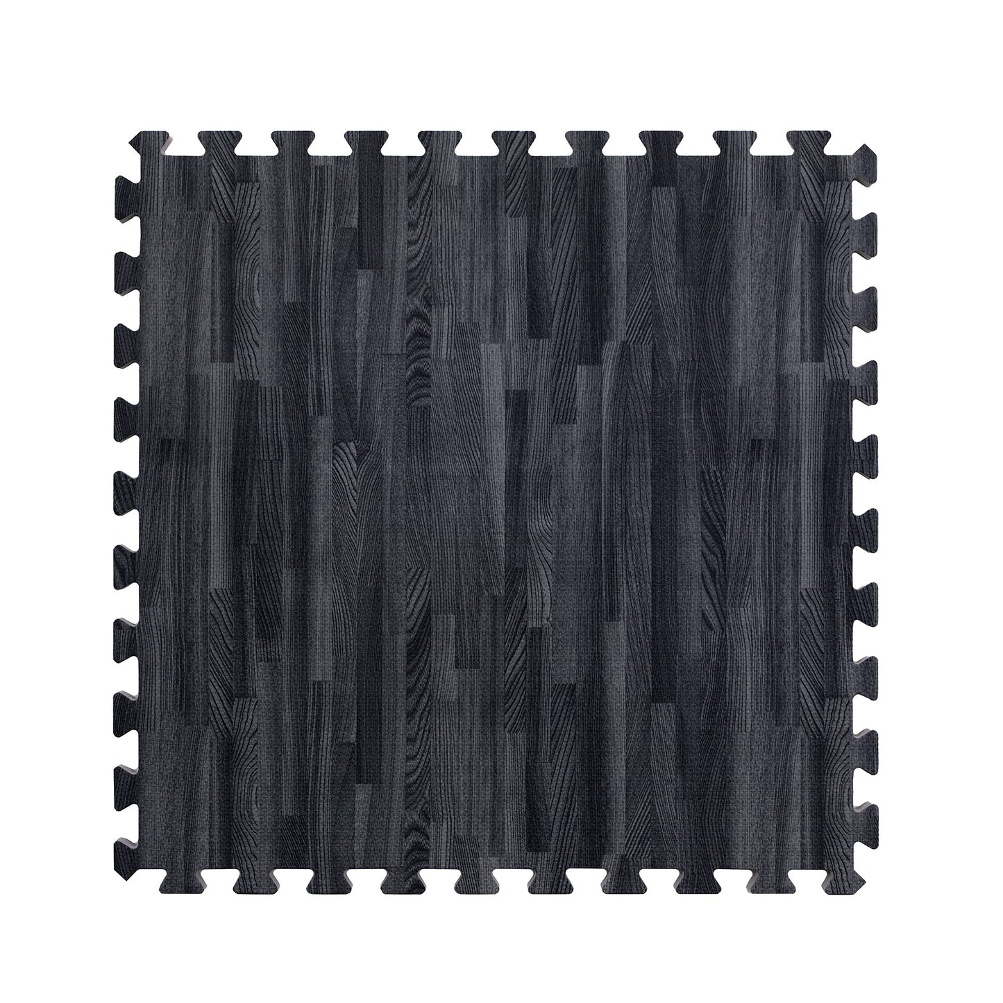 IncStores Premium Soft Wood Print Foam Flooring Tiles | Interlocking Foam Tiles for Home, Gym, Training and Yoga | 5/8" - Black, 144 Square Feet