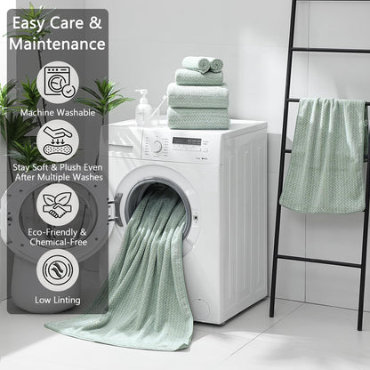 18 Set,100% Loops-6 Towels,6 Towels,6 Ycosy Piece Bath Towels Microfiber Family Bathroom Towel with Hanging Bath Hand