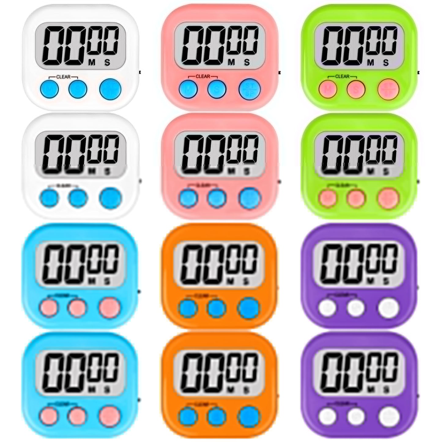 ZILLEEN Classroom Timers for Kids Classroom Magnetic Digital Kitchen Timers for Cooking Teachers Gym Game 12 pcs
