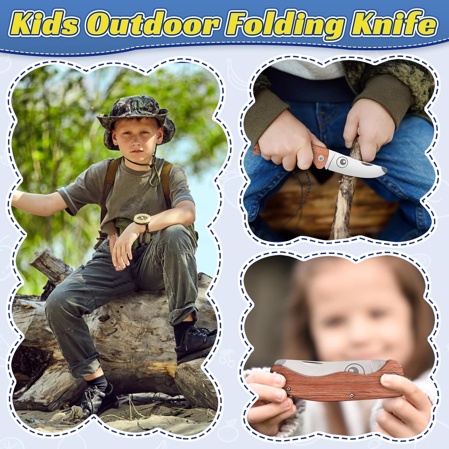 TIVOLI Kids Pocket Knife Folding Knife Safety Knife for Kids, Designed for Children's Outdoor Camping with Hanging Holes