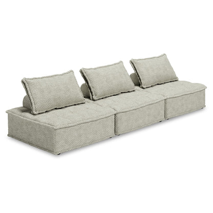 Signature Design by Ashley Bales Casual L-Shaped Modular Tufted 3-Piece Modular Seating with Non-Slip Decking, Beige