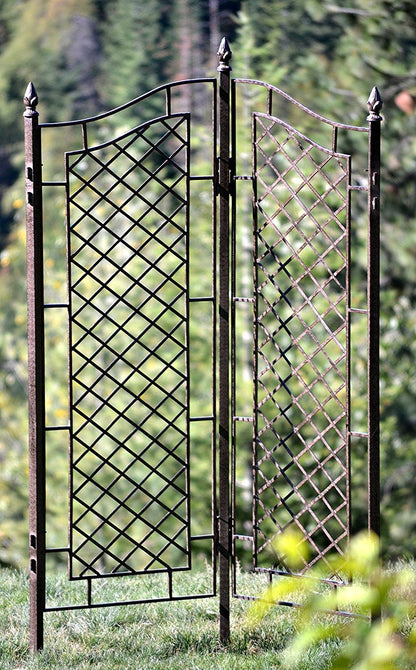 H Potter Large 2-Panel Garden Trellis 72" Installed Height, 75 lb Heavy Iron Privacy Screen, Freestanding Metal Outdoor Landscape Structure GAR573