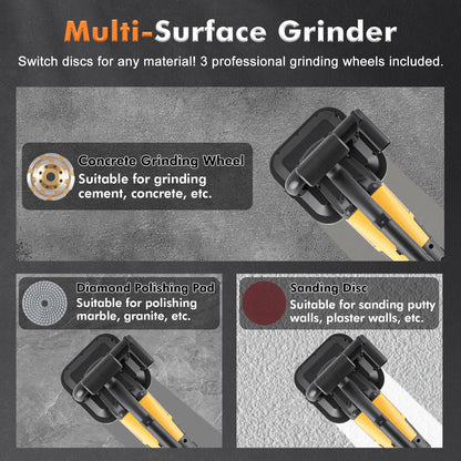 YUCHENGTECH 4-Head Concrete Grinder Set 4" Concrete Surface Grinder Floor Grinder 3800W 0-6000RPM Concrete Surface Planer with Dust Extraction Shroud for Grinding Concrete Cement Marble Granite
