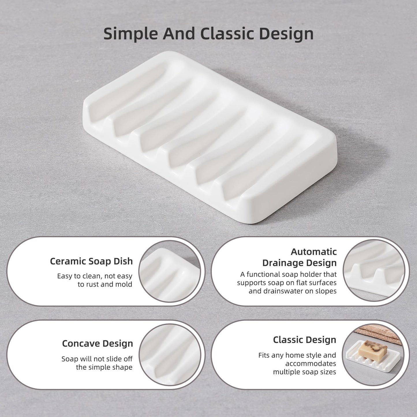 Agyiuns Ceramic Bathroom Accessories Set, Lotion Soap Dispenser and Toothbrush Holder Set, Soap Dish, Apothecary Jars,4 Pieces for Home Modern Bathroom Decor Vanity Countertop(White Set - Liquid)