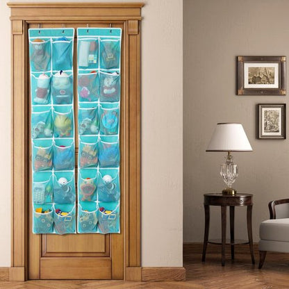 GOMAJI Hanging Shoe Organizer - 12 Large Pockets Over The Door Storage | Turquoise