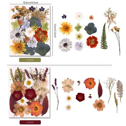 Cokosing 5 Packs of 140 Pressed Dried Flowers and Leaves Real Natural Dried Flowers with Tweezers for DIY Crafts, Resin Jewelry, Card Making, Soap, Candles, Nail Art, and Scrapbooking (5 Colors)