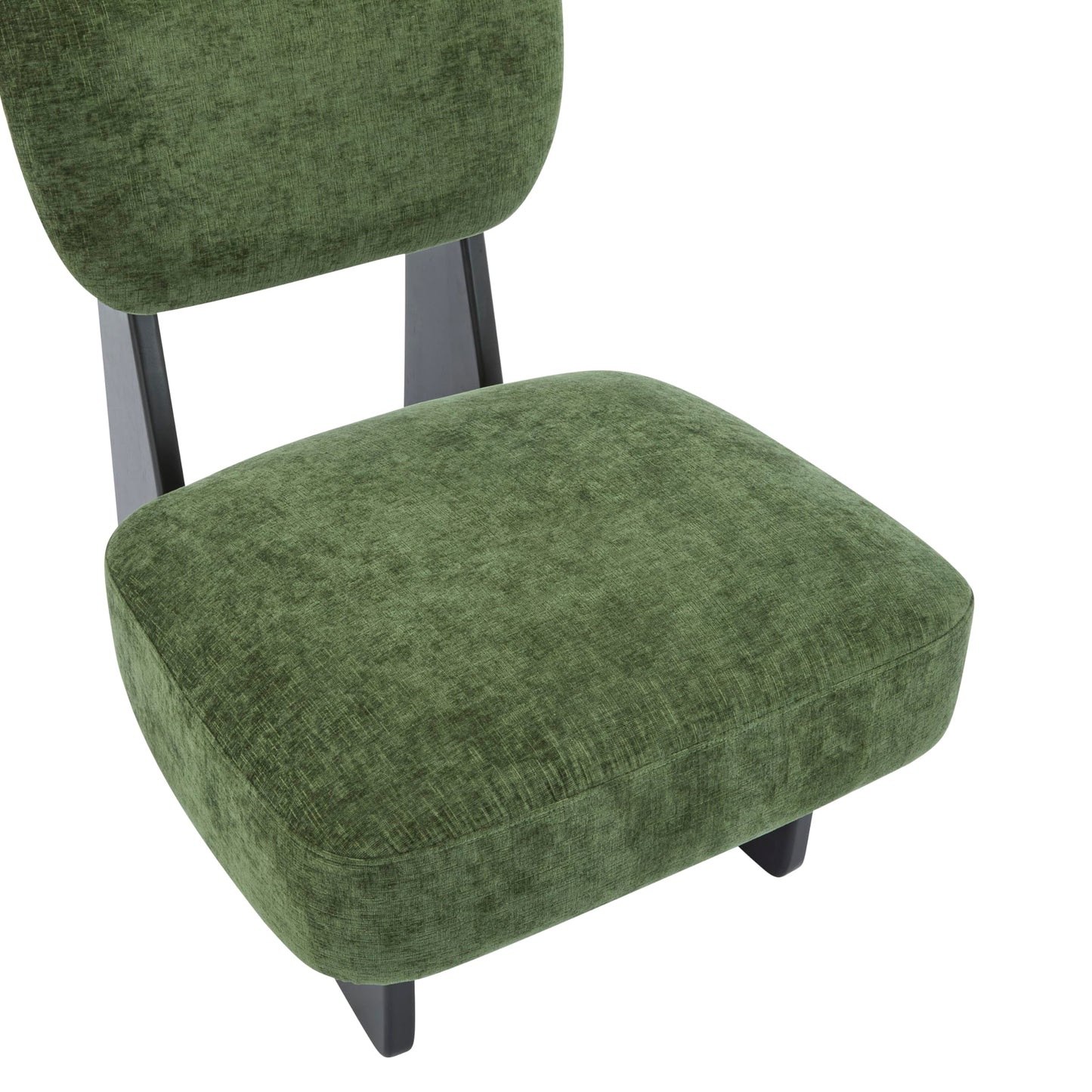 Christopher Knight Home Mores Low Profile Accent Chair Set of 2, Modern Living Room Armless Lounge Chair, Fabric Comfy Reading Chair for Bedroom, Wooden Frame and Thick Padded Seat, Black+Green