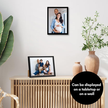 Americanflat 8x11 Picture Frame with Shatter-Resistant Glass - Set of 2 - Streamline Collection - Thin Border Photo Frame for Tabletop and Wall - Hanging Hardware and Easel Stand Included - Black