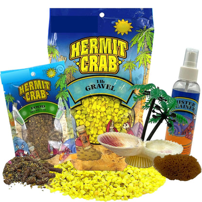 Needzo All in One Hermit Crab DIY Starter Pack, Gravel, Food, Mister Trainer, Sponge, and Palm Tree Feeder, Beginner Habitat Supplies Kit for Terrariums, Color May Vary, 5 Pieces