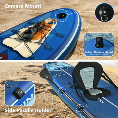 PRAISUN 12’ x 35” Inflatable Paddle Board, 450lbs Extra Wide Stand Up Paddleboard for Youth/Adults of All Skill Levels, Stable SUP with Seat & Full Kit, for Fishing, Yoga, Lake & Ocean, Blue