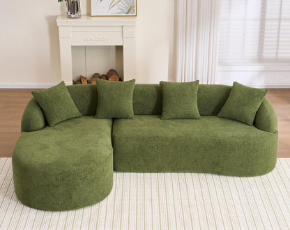 KEIKI L-Shaped Chenille Modular Sectional Couches with Chaise Lounge & 4 Pillows, 3 Seater Oversized Upholstered Luxury Plush Cloud Sofa for Living Room Apartment, Full Sponge Compression