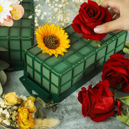 Hahood 24 Packs Floral Foam Cage Rectangle Flower Cage Holders with Floral Foam Flower Arrangement Supplies for Fresh Flowers, Home Wedding Decorations, 11.8 x 4.3 x 3.1 Inches
